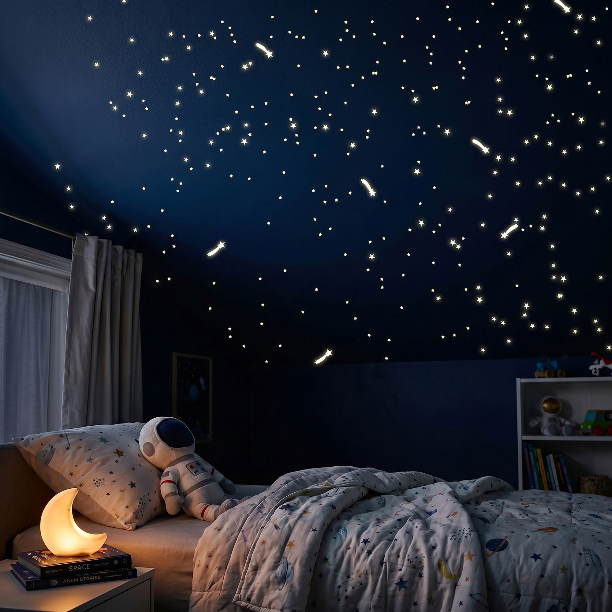 Stickers Muraux décoration adhésifs250 phosphorescents étoiles et étoiles filantes