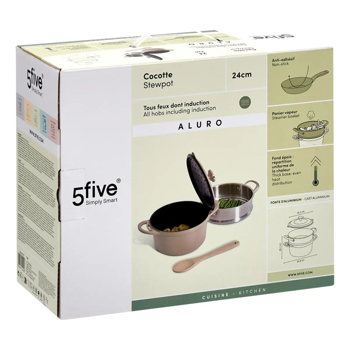 Cocotte Aluro aluminium beige D24cm