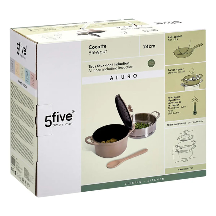 Cocotte Aluro aluminium beige D24cm