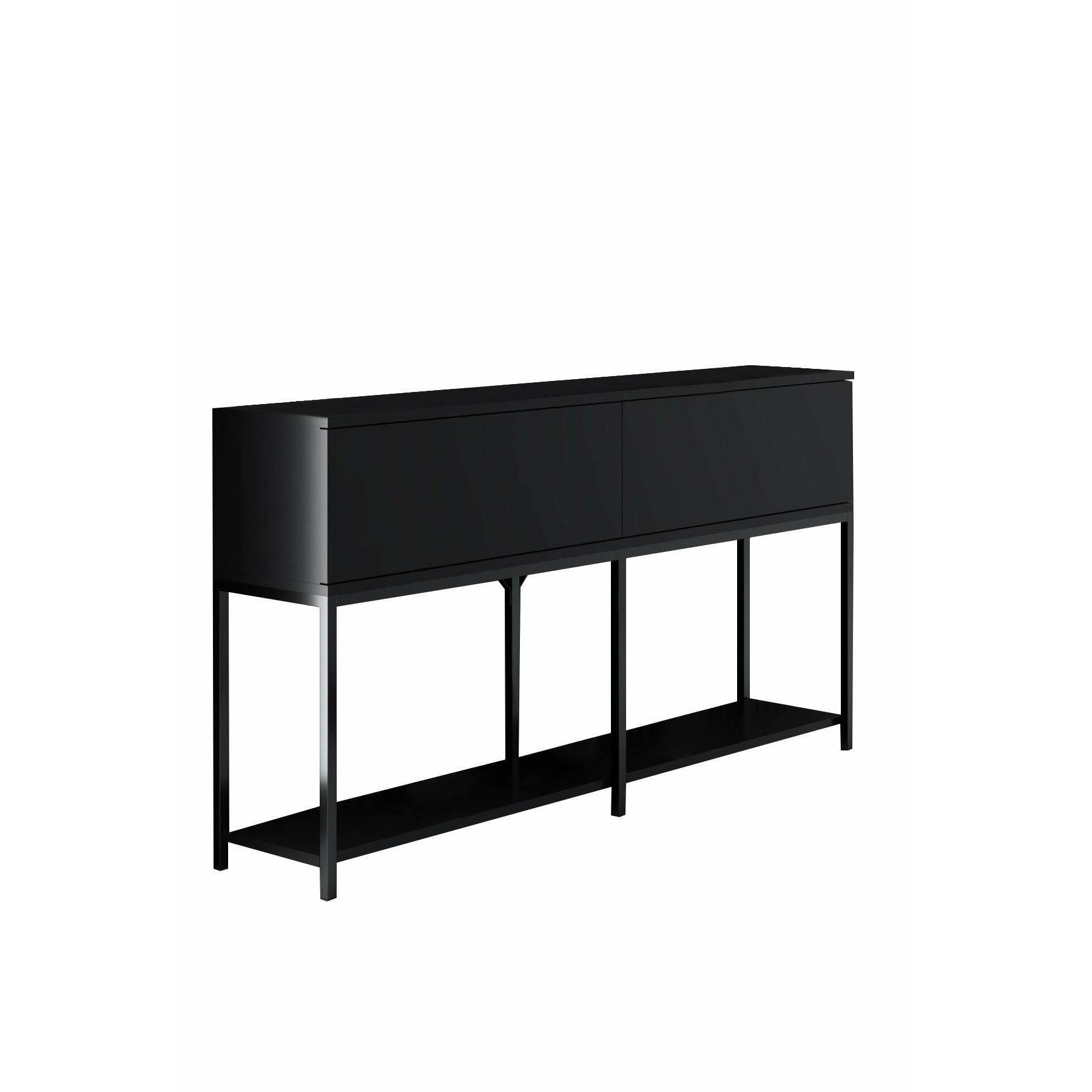 Credenza Djimsit, Buffet da soggiorno, Madia da salotto, Dispensa da cucina, 150x30h80 cm, Nero