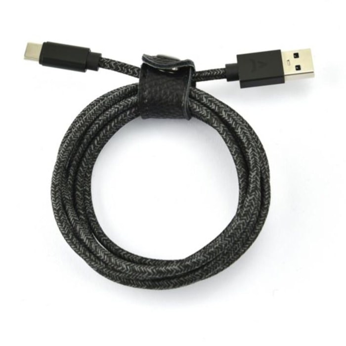 Câble USB C ADEQWAT vers USB noir 2m tressé