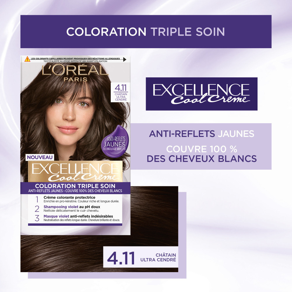 Excellence Cool Crème 4.11 Châtain Ultra Cendré