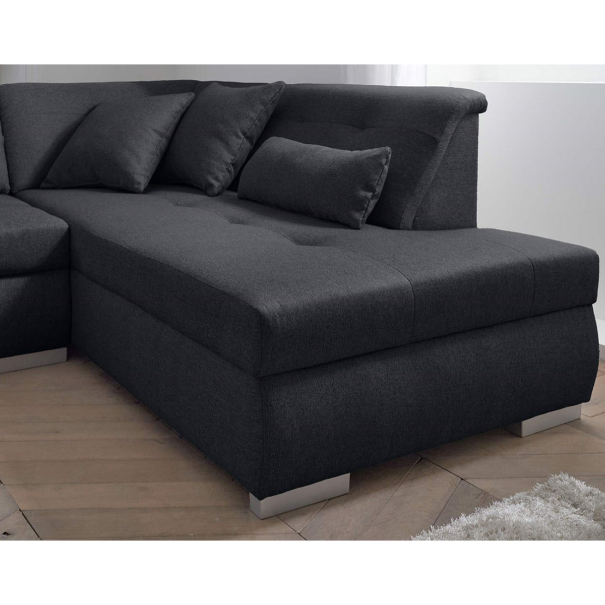 Vermont - canapé panoramique d'angle droit - 7 places - XXL - Noir