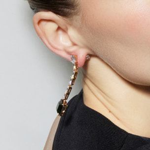 Pendientes con Circonita Esmeralda acabado oro 18k