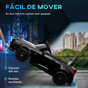 Coche Eléctrico para Niños12V BMW M4 Coche de Batería para Niños con Mando a Distancia Faros Bocina Música Velocidad 3-5 km/h Marcha Adelante y Atrás Cinturón de Seguridad Negro