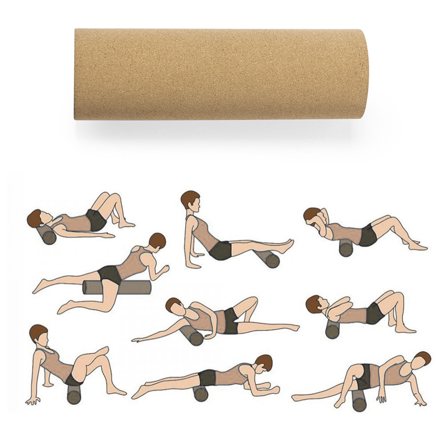 Rullo muscolare Uttana della linea nature. Realizzato in sughero naturale ad alta resistenza.