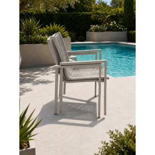 MEXICO - Lot de 2 fauteuils de jardin en aluminium et corde tissée