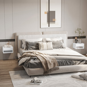 Juego de 2 Mesitas de Noche Flotantes Mesillas de Noche Mesas de Noche con Cajón para Dormitorio Salón 37x32x21 cm Blanco