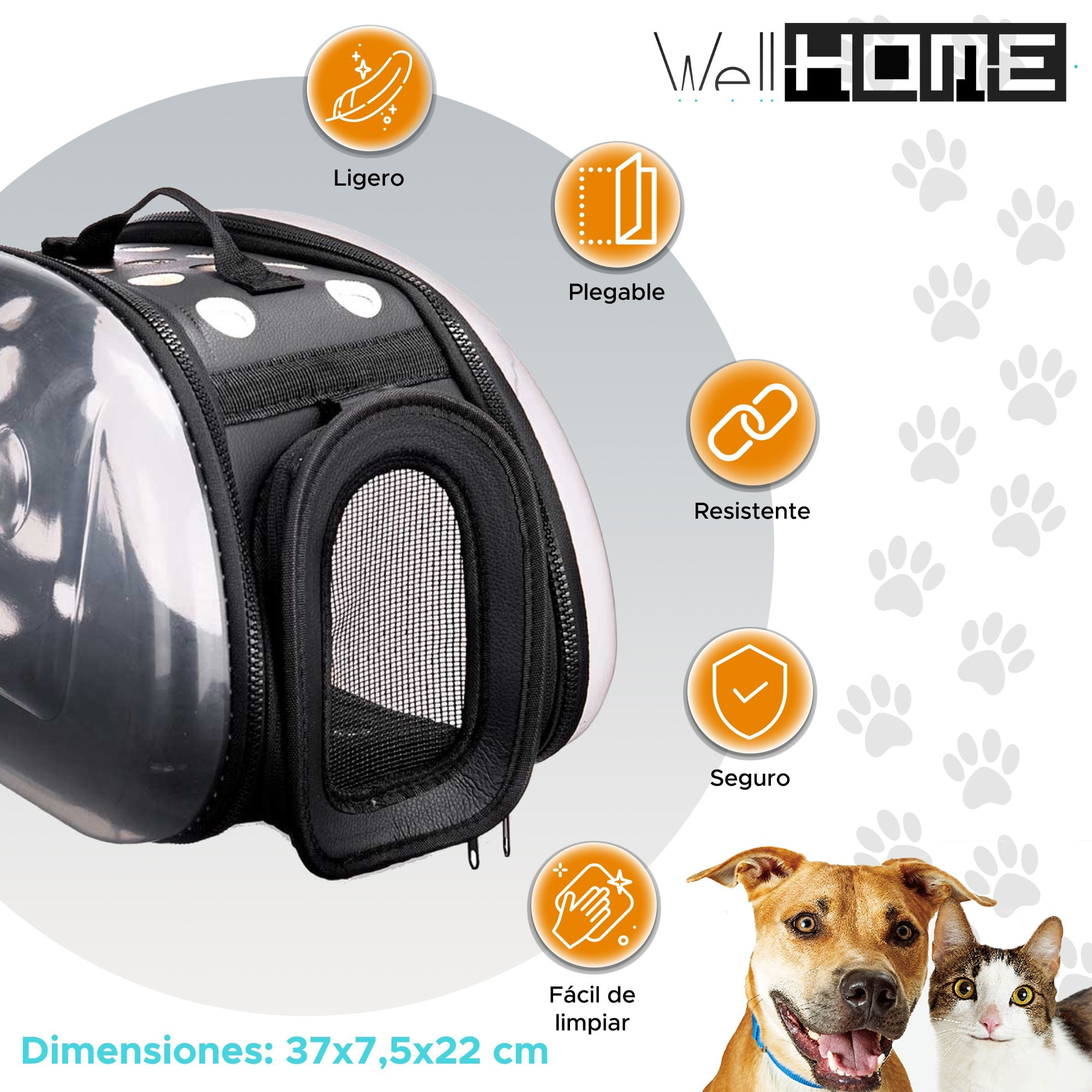 Well home transportín plegable para mascotas color negro