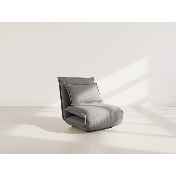 Candice - Banquette 1 place convertible clic-clac en velours côtelé - Gris foncé