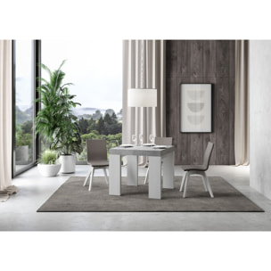 Mesa extensible 90x90/246 cm Roxell Mix tapa Cemento patas Fresno Blanco