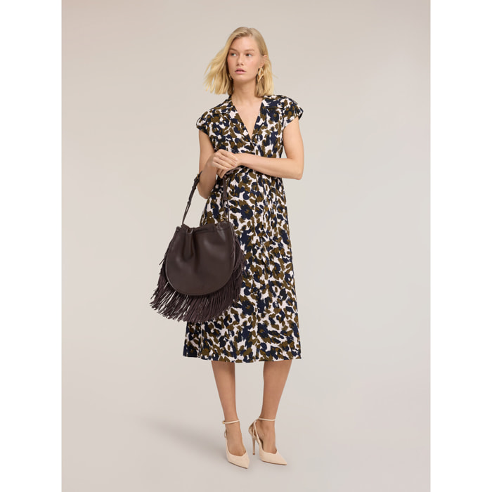 Motivi - Vestido camisero estampado - Verde militare