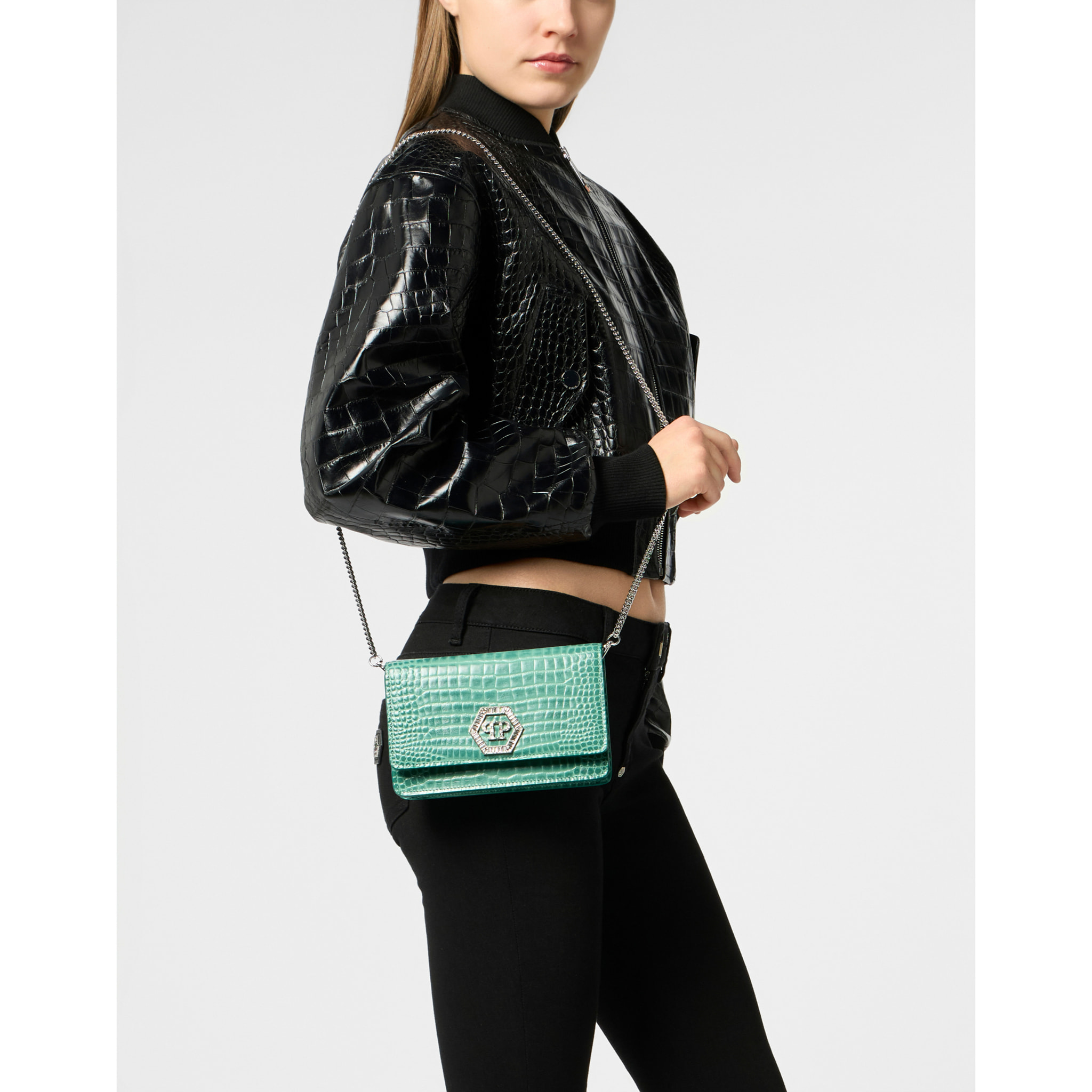 PHILIPP PLEIN Clutch Bag Cocco Hexagon