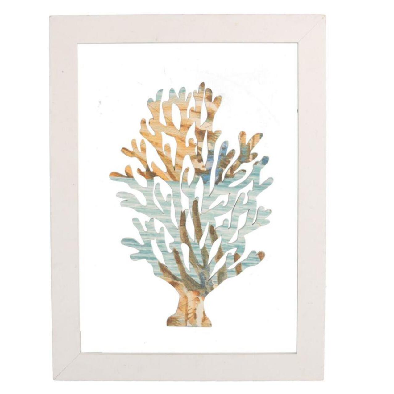 Quadro in legno e vetro corallo/mare cm30x40x1,5