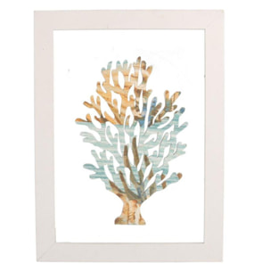 Quadro in legno e vetro corallo/mare cm30x40x1,5