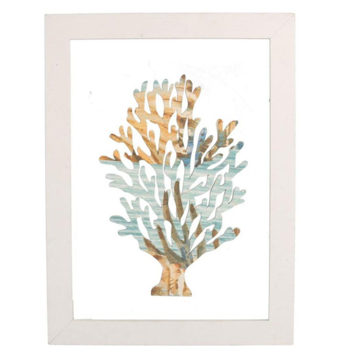 Quadro in legno e vetro corallo/mare cm30x40x1,5