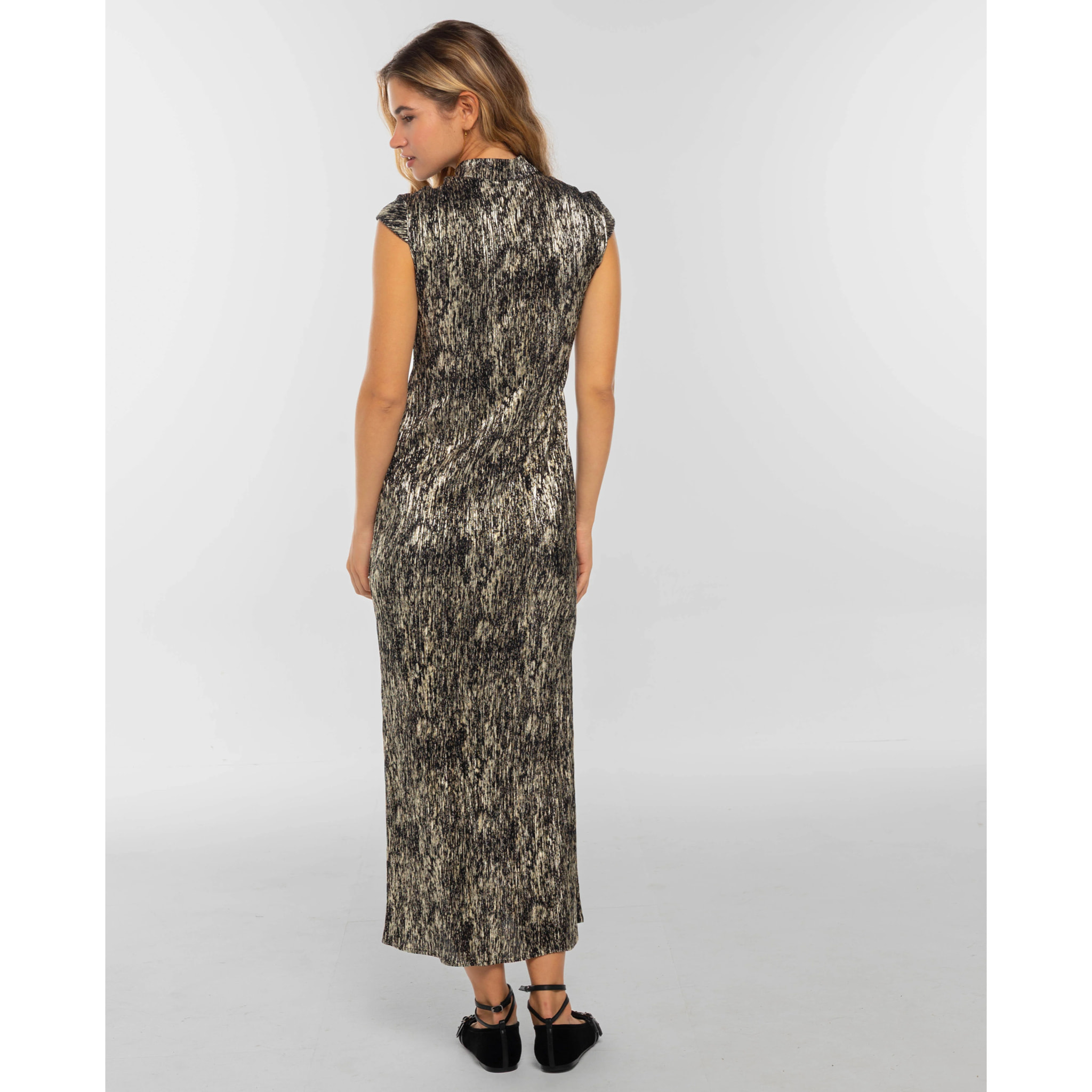 Vestido quipao midi con cierre de alamares de mujer