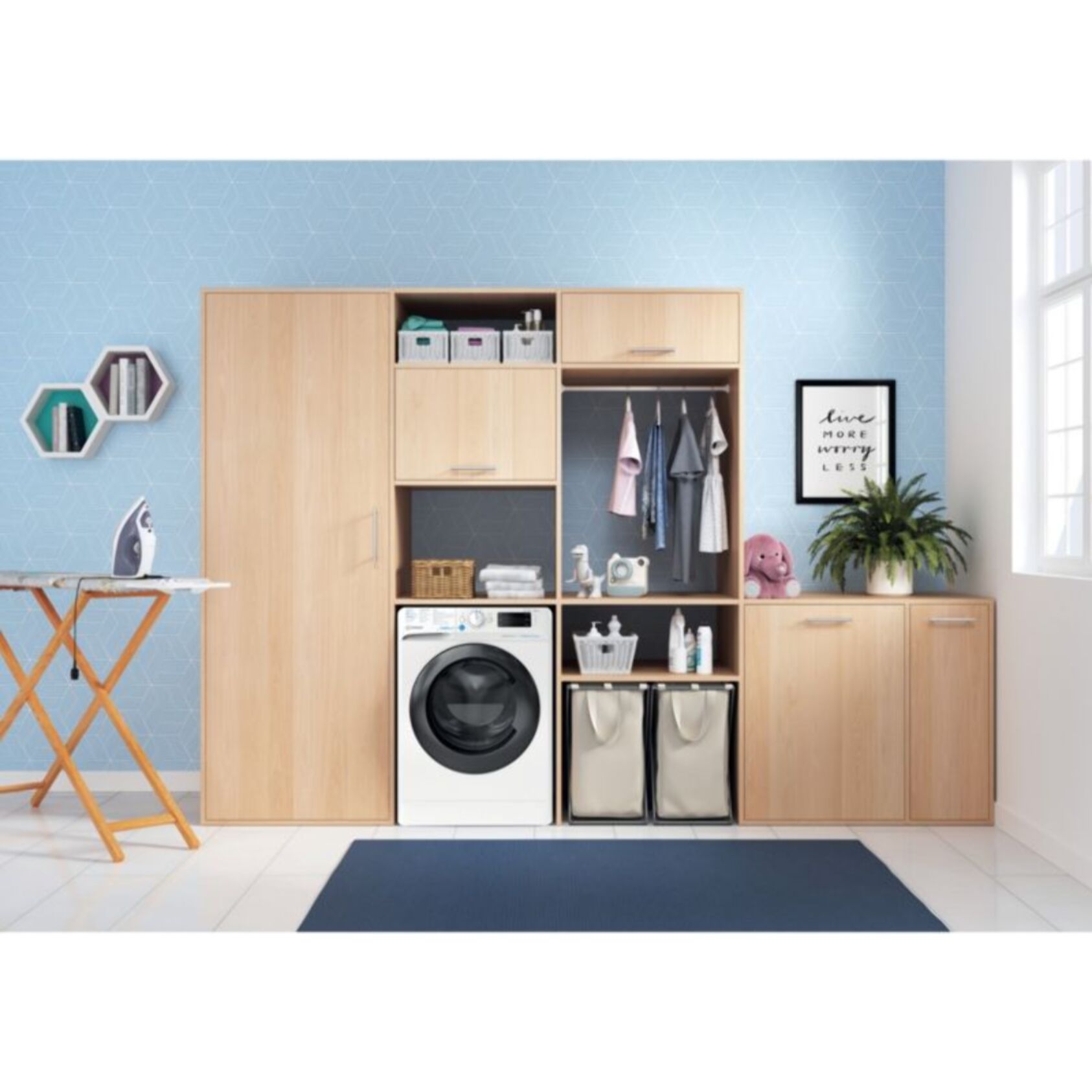 Lave linge séchant hublot INDESIT BDE96435WKVFR - 9/6 kg - 1400 tr/min - Classe D - Moteur induction