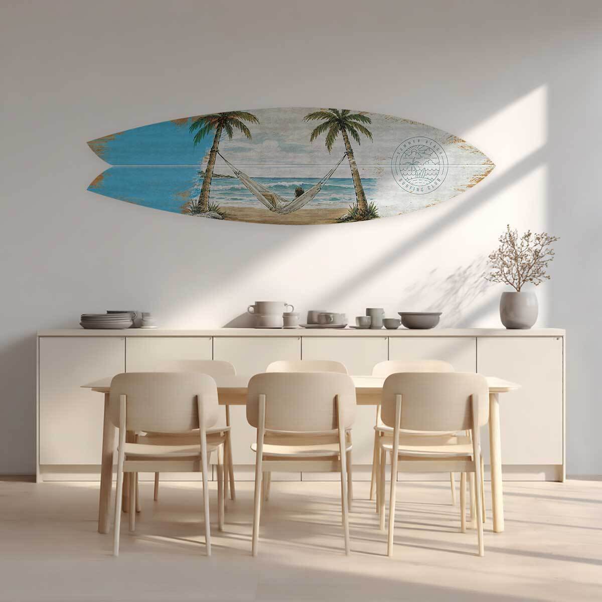 Planche de surf deco Sieste sous les cocotiers Tableau alu Dibond