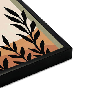 Affiche encadrée paysage abstrait soleil moderne Affiche + cadre en métal - Noir