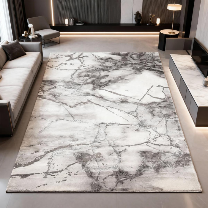Tapis moderne TEba aux motifs abstraits gris