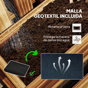 Jardinera de Pared con Enrejado, Jardinera Exterior Grande de Madera con 3 Macetas Móviles y Orificio de Drenaje, para Exterior, Jardín, Terraza, Patio, 60x16x80 cm, Carbonizado