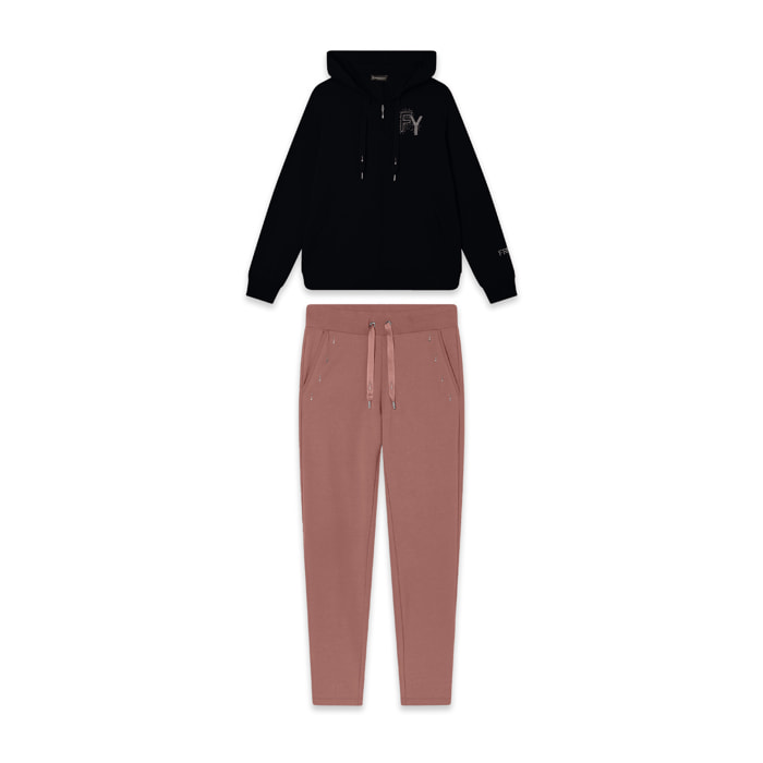 Tuta donna in French Terry Modal con zip e cappuccio