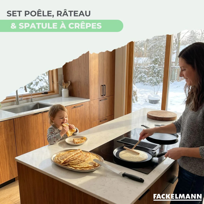 Set chandeleur crêpière 26 cm et 2 ustensiles Fackelmann Brandao