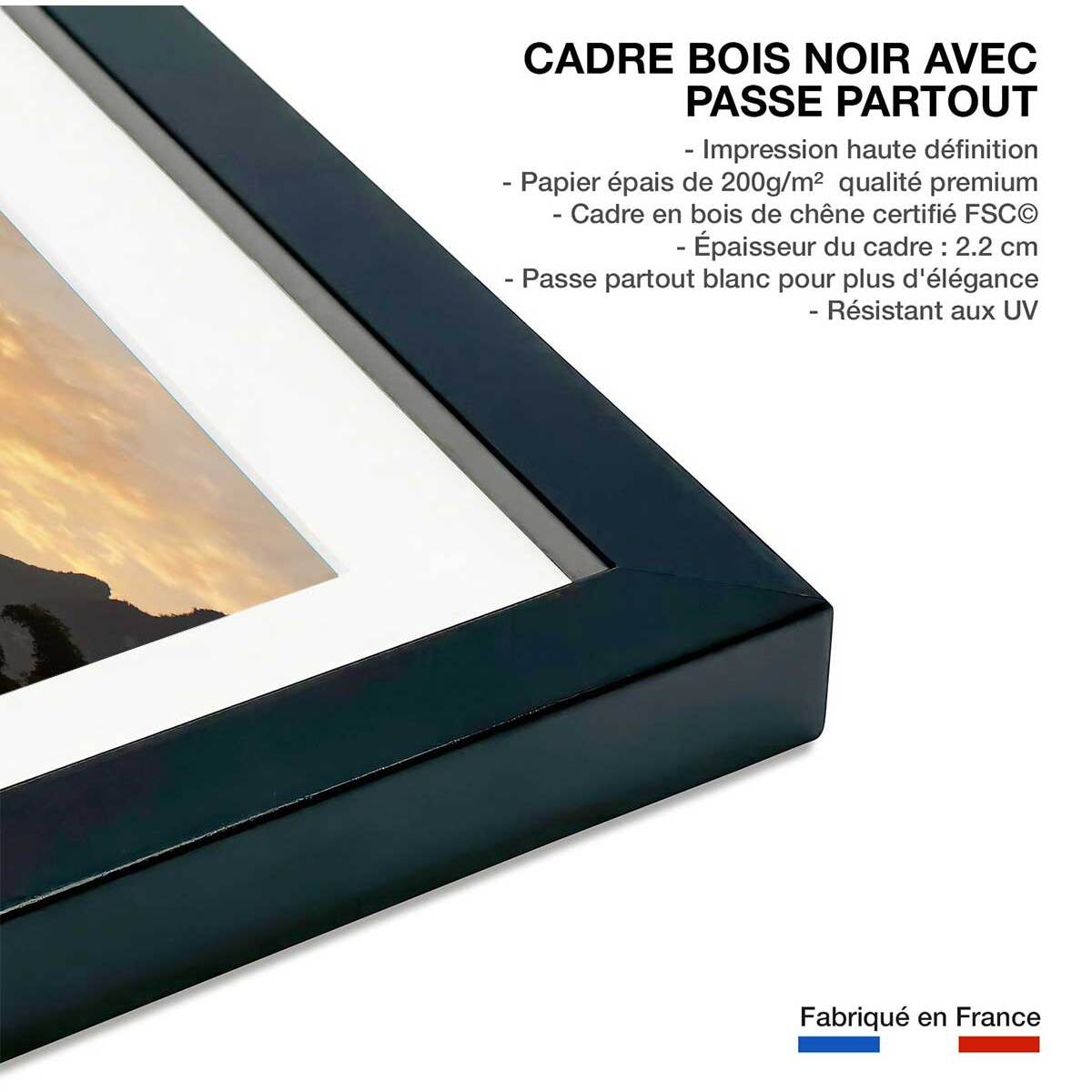 Affiche paysage baie d' halong Affiche sous cadre noir