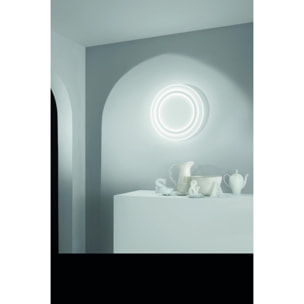 Plafoniera LED LIFE in metallo e acrilico bianco con funzione CCT 60 cm.