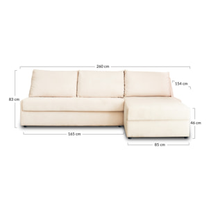 Palmira - canapé d'angle droit - 4 places - convertible couchage quotidien - matelas 14 cm - en velours côtelé - Vert