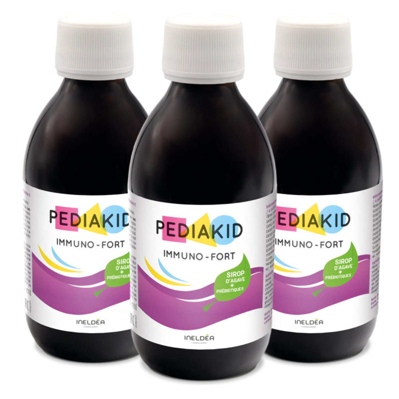 PEDIAKID - Sirop Immuno-Fort - Complément Alimentaire Naturel - Formule Exclusive au Sirop d'Agave - Aide à Soutenir les Défenses Naturelles de l'Organisme - Goût Myrtille - Lot de 3 flacons