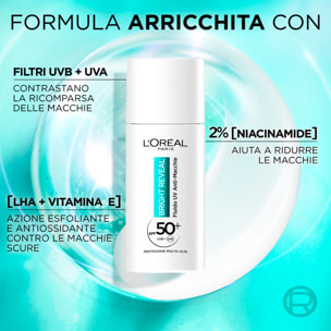 Fluido UV Anti-Macchie Protezione SPF 50+ Bright Reveal con Niacinamide e Vitamina E - Flacone da 50ml