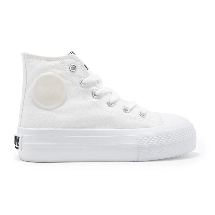 Zapatillas Altas Lona Plataforma Blanco B&W