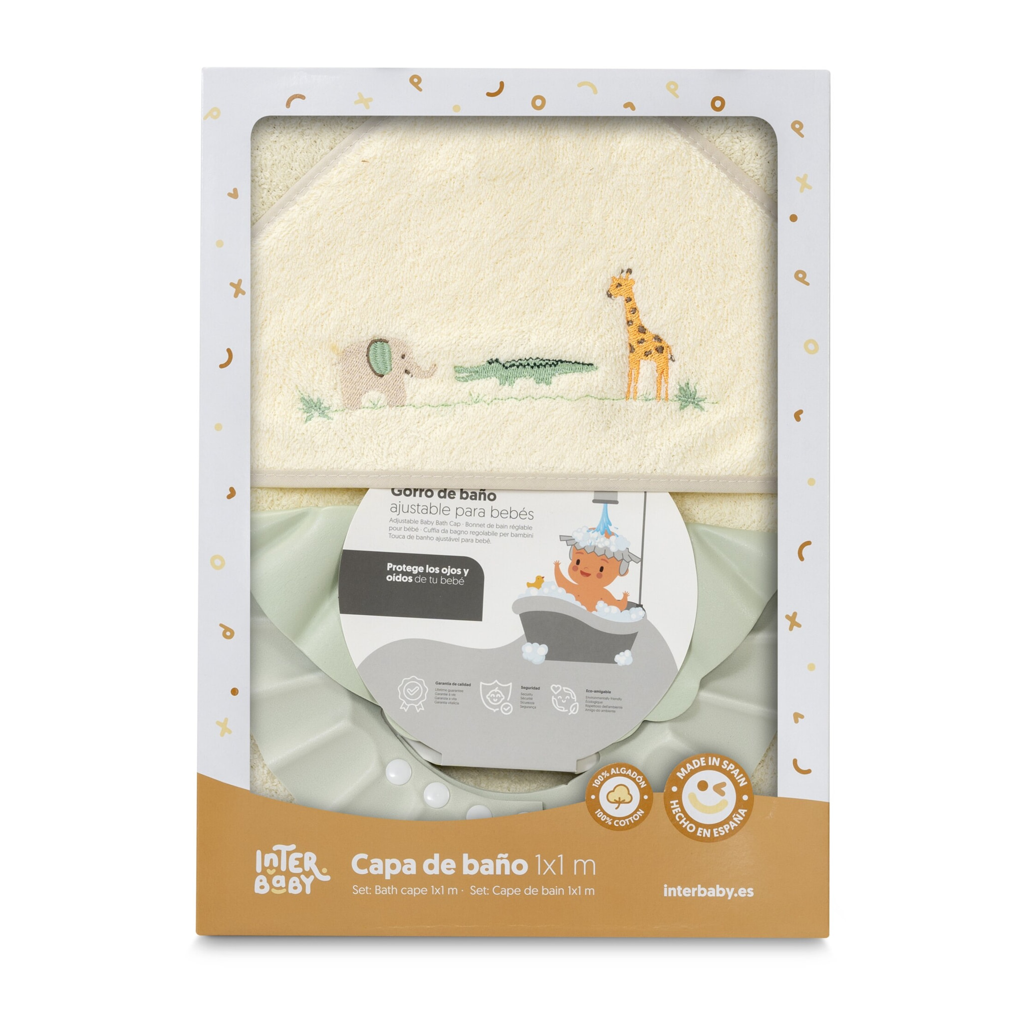 Capa Baño 1X1 Mod Savanna Bordado+ Gorro Beig