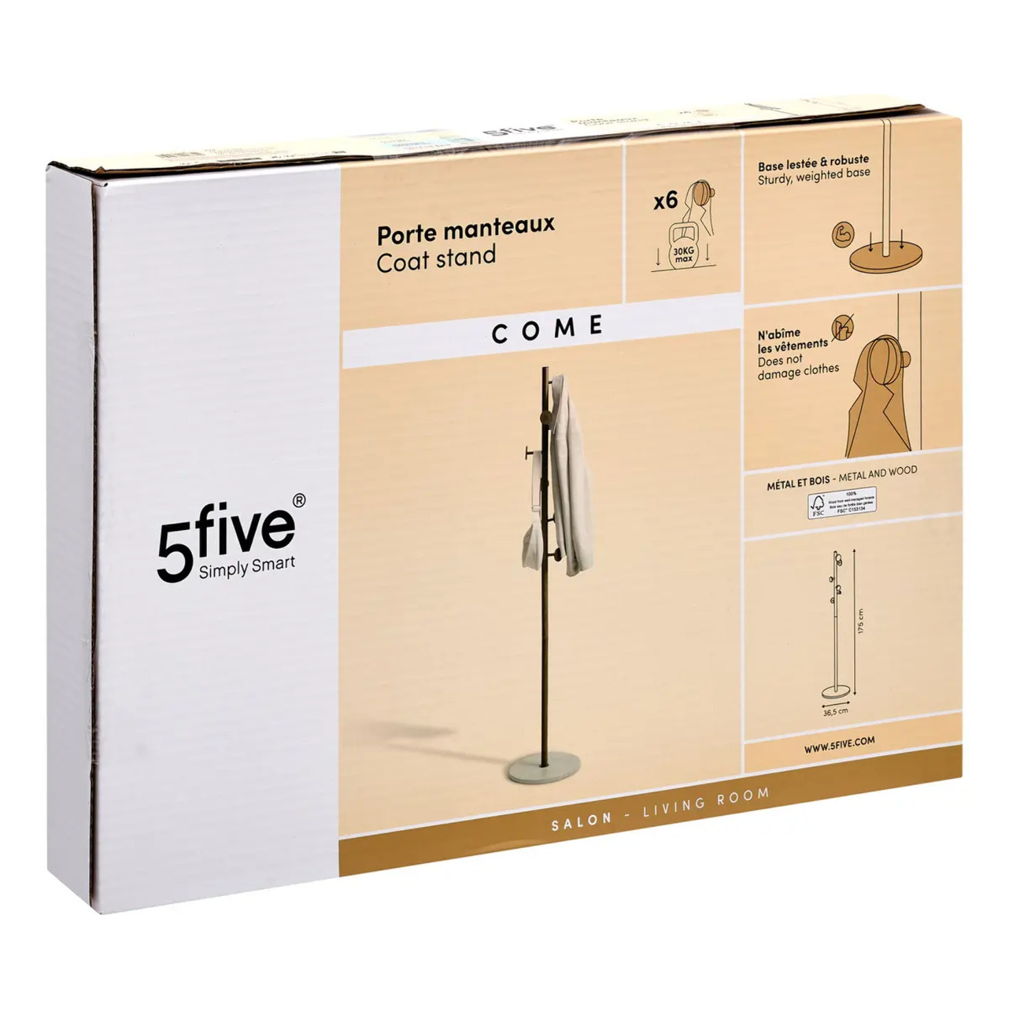 Porte-manteaux Come 6 patères arrondies