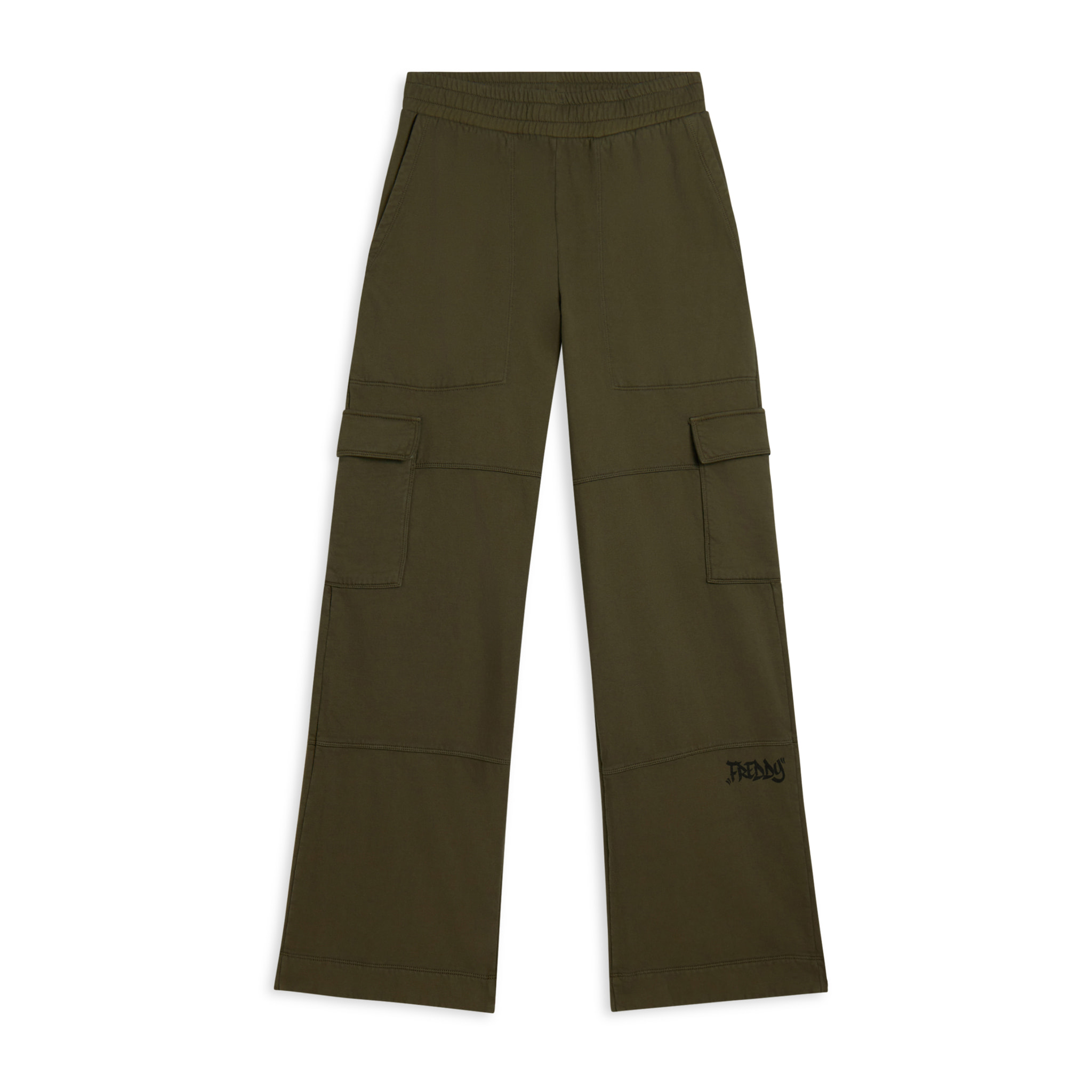 Pantaloni cargo wide leg in felpa con tasconi