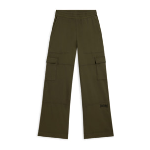 Pantaloni cargo wide leg in felpa con tasconi