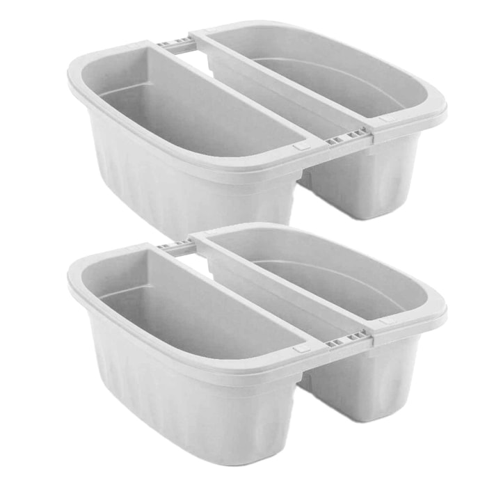 Klunia 40 - set di 2 balconiere doppie da 40cm con agganci regolabili e riserva d'acqua Bianco