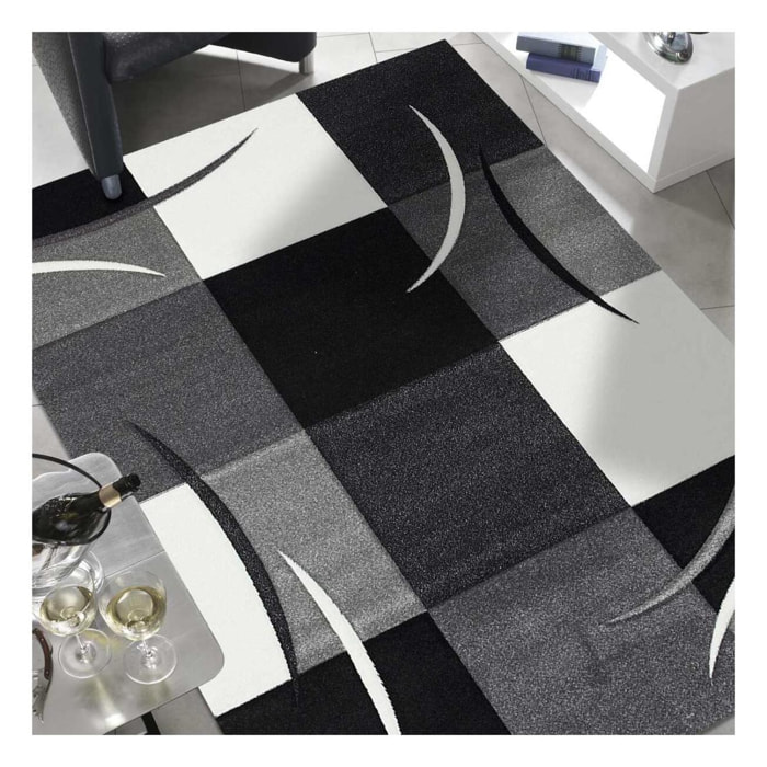 Tapis salon et chambre tissé motif damier TIHO
