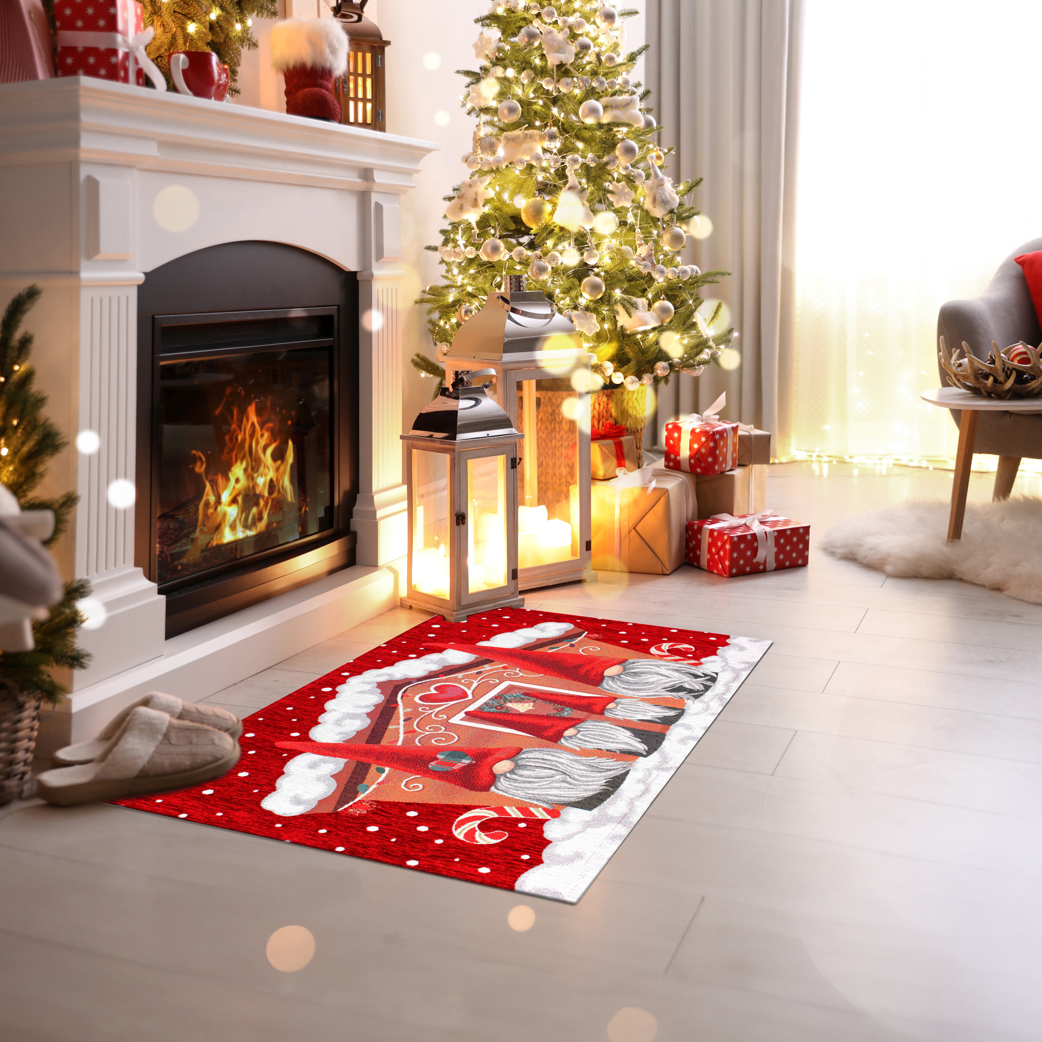 Tappeto Ingresso Arredo Natalizio Pan di Zenzero Rosso