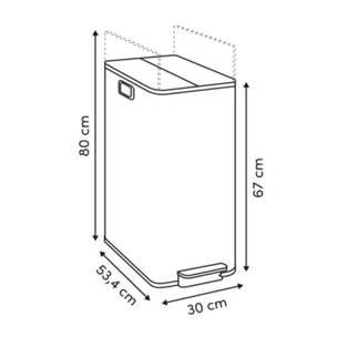 Poubelle Delta avec Pedale 2x28L Inox