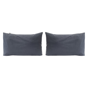 2 taies d'oreiller en lin/coton organic UNI - encre