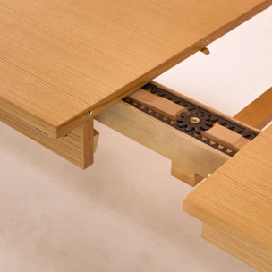 Table à manger rectangulaire extensible bois d'hévéa et placage chêne naturel 6 à 10 places - 170-270cm - Solene