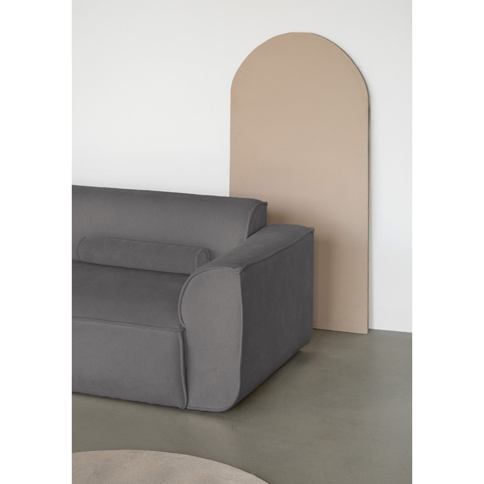 Felix - module d'assise droit en tissu texturé - Gris foncé
