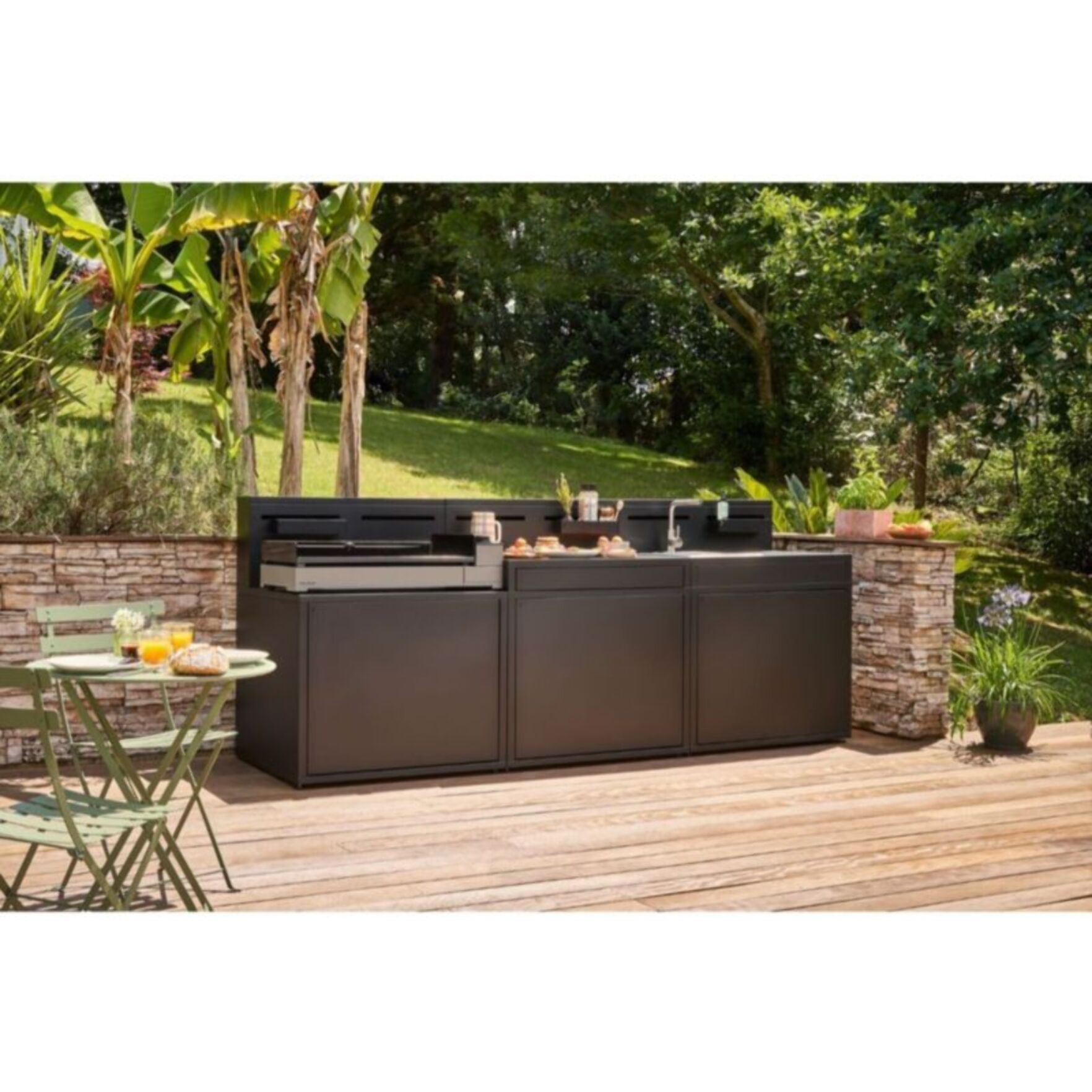 Plancha gaz FORGE ADOUR Premium Acier 75 NG noir gris 3 brûleurs à poser, 73.2x40.9 cm