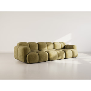 Grace - canapé modulable 3 places en velours texturé - Vert Olive