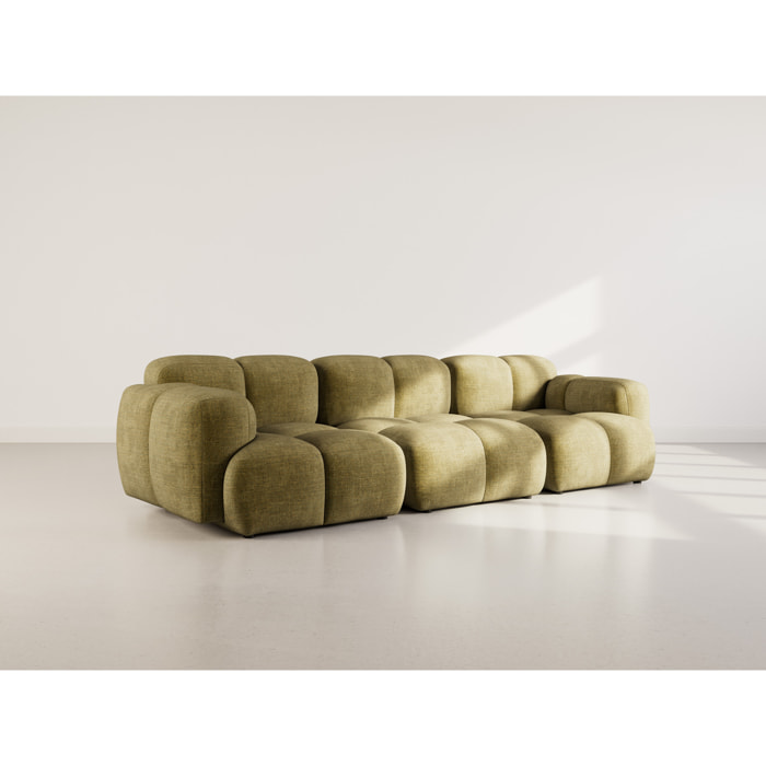 Grace - canapé modulable 3 places en velours texturé - Vert Olive