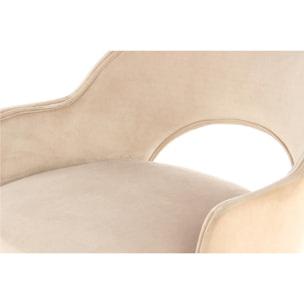 Set di 2 sedie Joris in velluto color champagne con braccioli