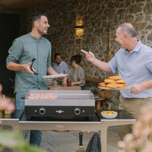 Plancha électrique KRAMPOUZ PFSR2AA-KR Noire Inox 2 brûleurs à poser, 64x33 cm